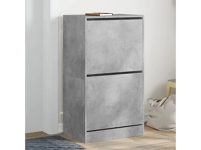 Schoenenkast met 2 klaplades 60x42x108 cm betongrijs BE574923