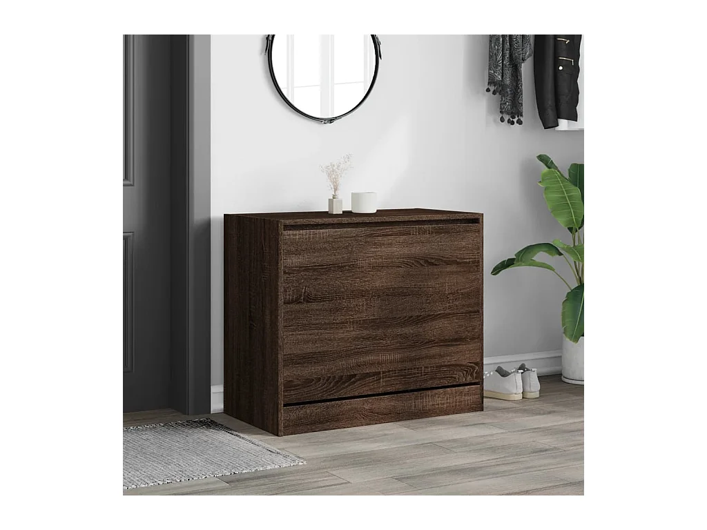 Meuble à chaussures chêne marron 80x42x69 cm bois ingénierie FR53210