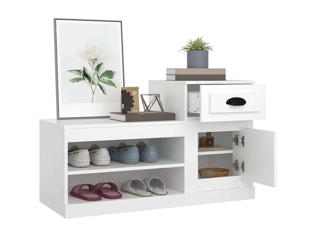 Meuble à chaussures blanc 100x42x60 cm bois d'ingénierie FR48112