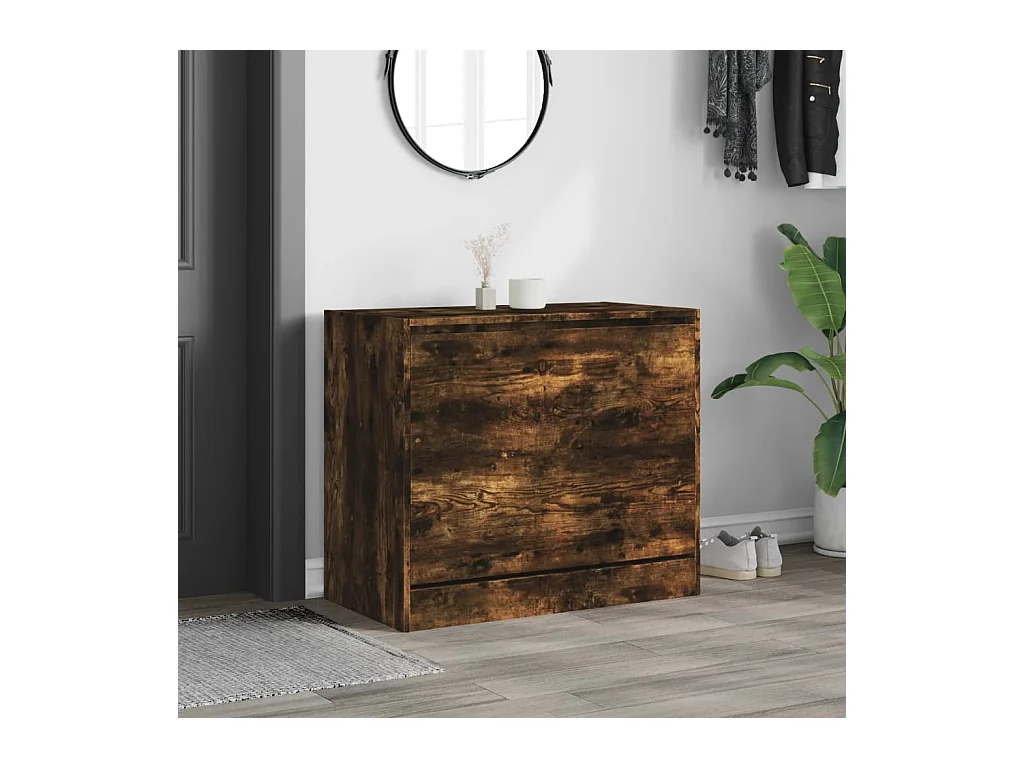 Meuble à chaussures chêne fumé 80x42x69 cm bois d'ingénierie FR89763