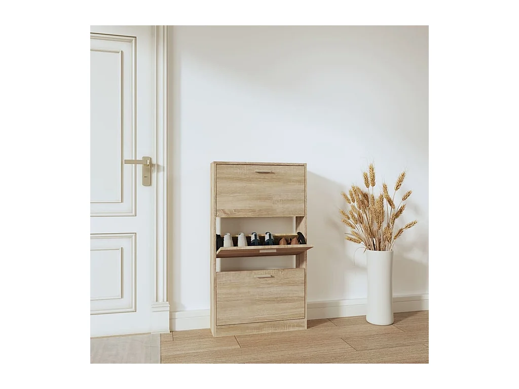 Meuble à chaussures Chêne 59x17x108 cm Bois d'ingénierie FR71830