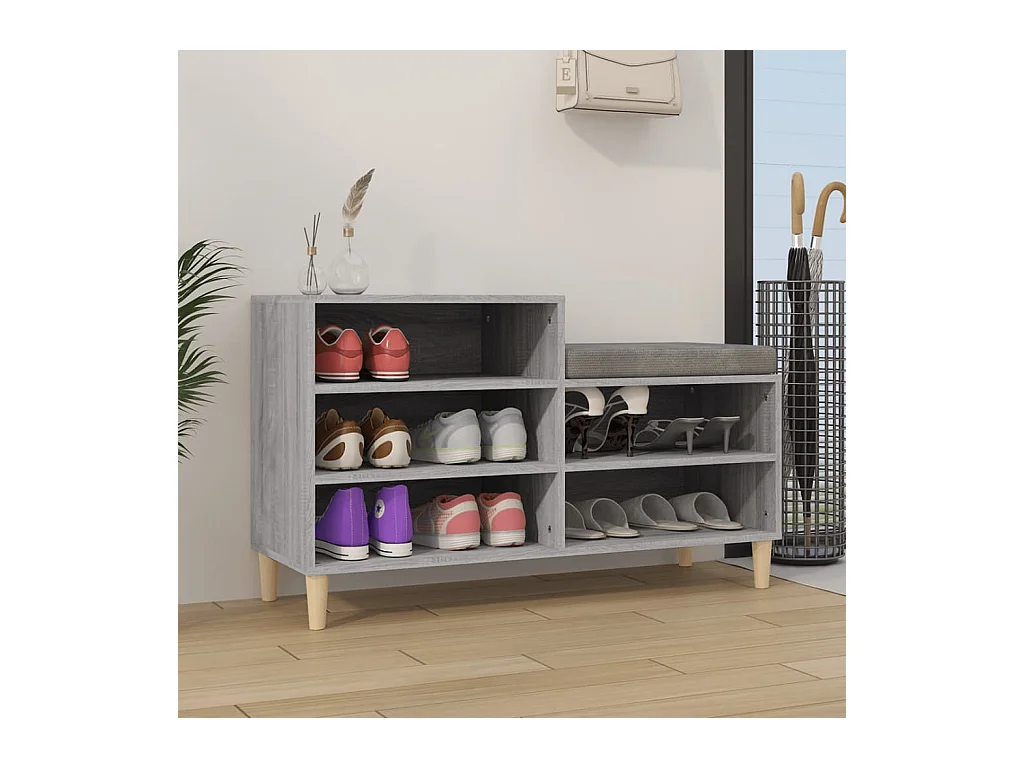 Meuble à chaussures Sonoma gris 102x36x60 cm Bois d'ingénierie FR27602