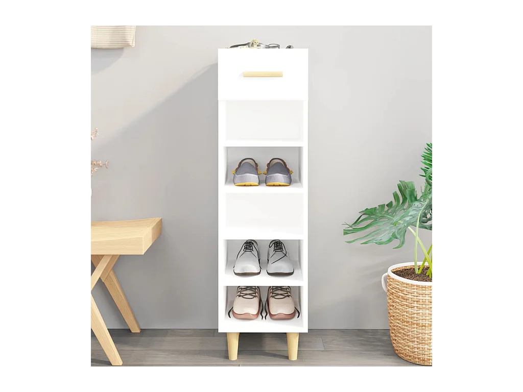 Meuble à chaussures Blanc 30x35x105 cm Bois d'ingénierie FR50408