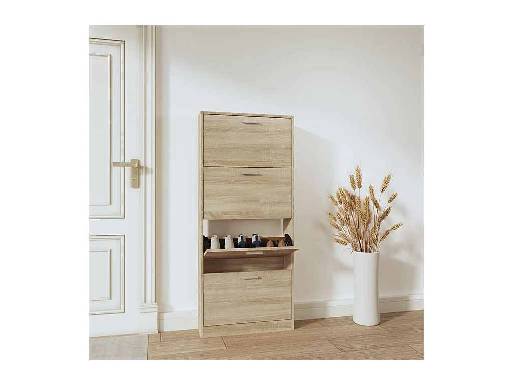 Meuble à chaussures Chêne 59x17x150 cm Bois d'ingénierie FR75869