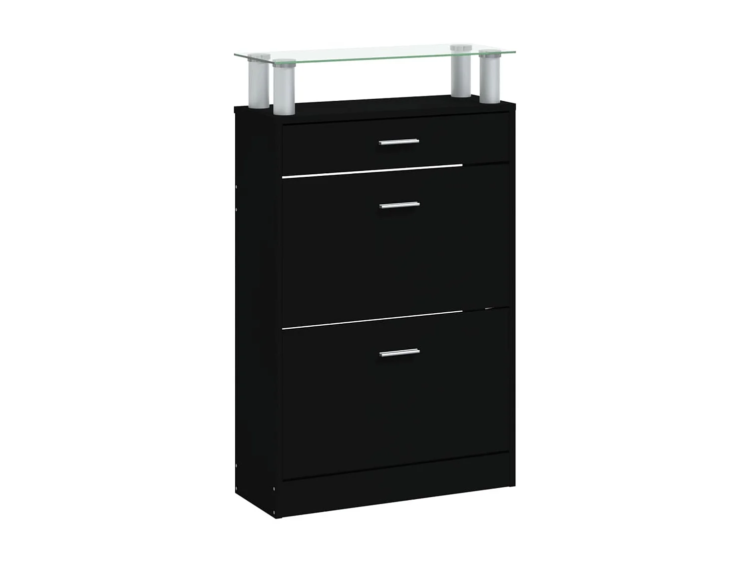 Mueble zapatero madera contrachapada negro 63x24x104 cm ES465533