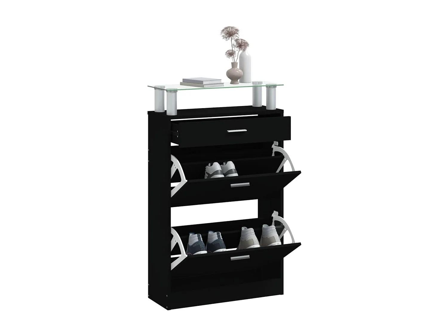 Meuble à chaussures Noir 63x24x104 cm Bois d'ingénierie FR81864