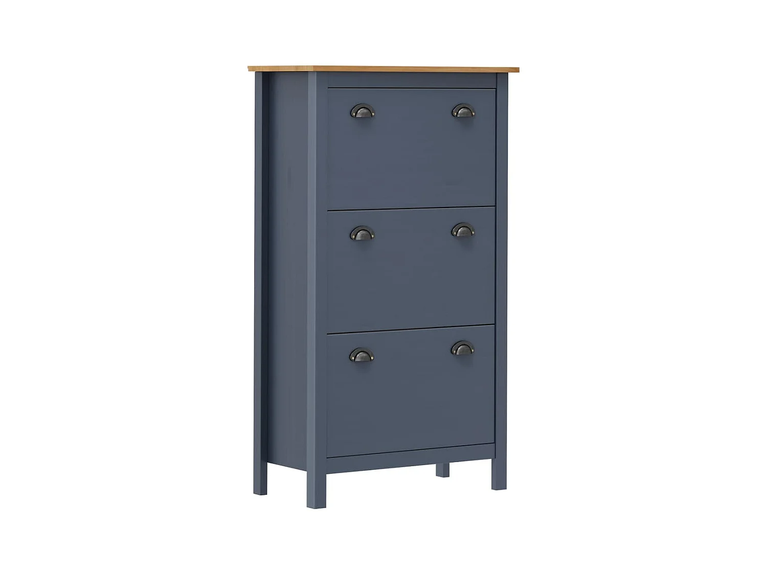 Meuble à chaussures Hill Gris 72x35x124 cm Bois de pin solide FR59687