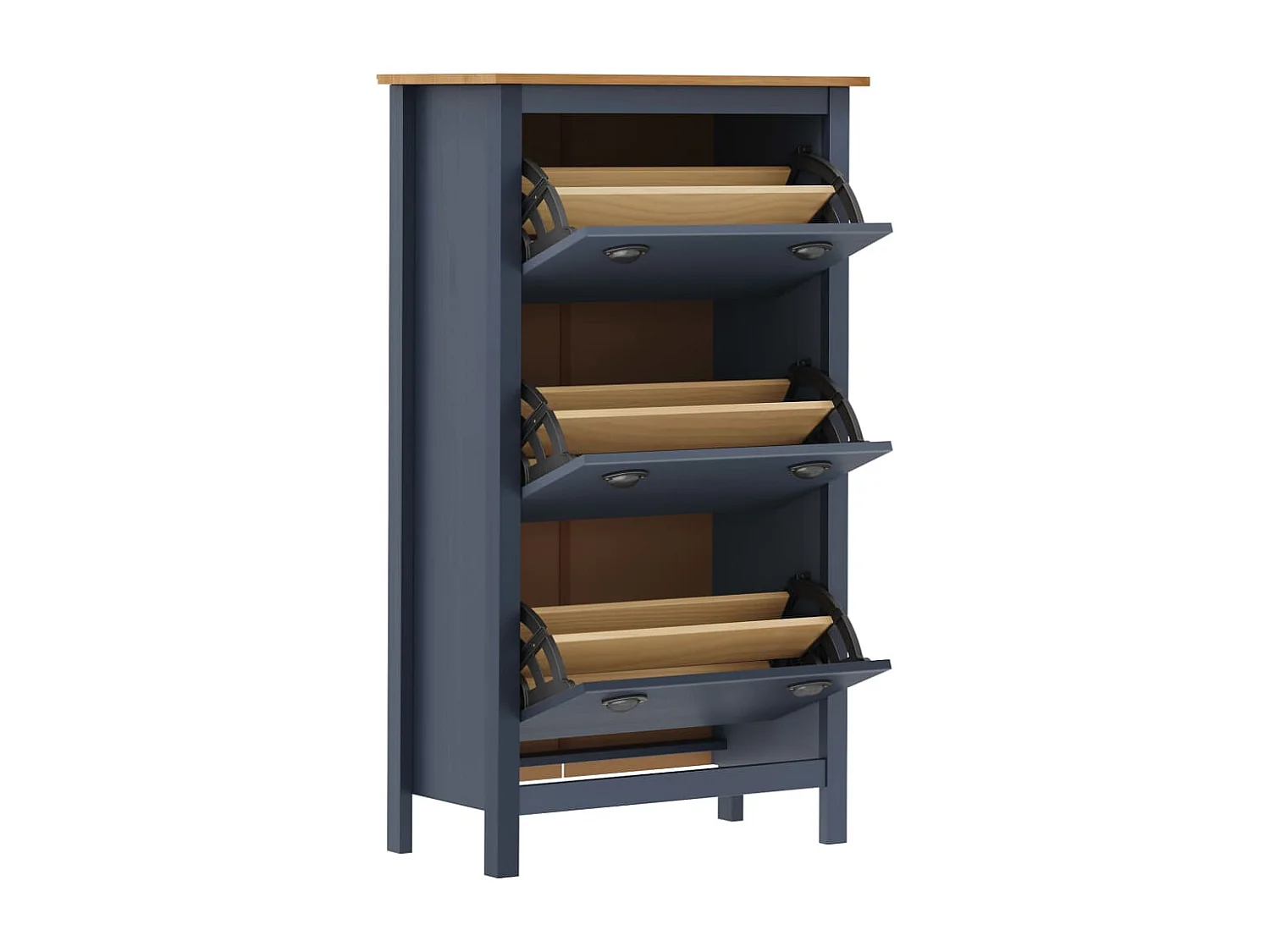 Meuble à chaussures Hill Gris 72x35x124 cm Bois de pin solide FR59687