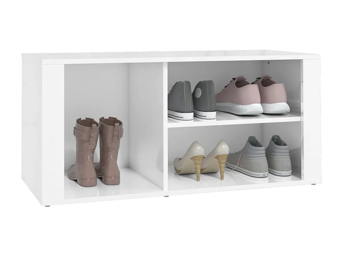 Meuble à chaussure Blanc brillant 100x35x45 cm Bois ingénierie FR12243