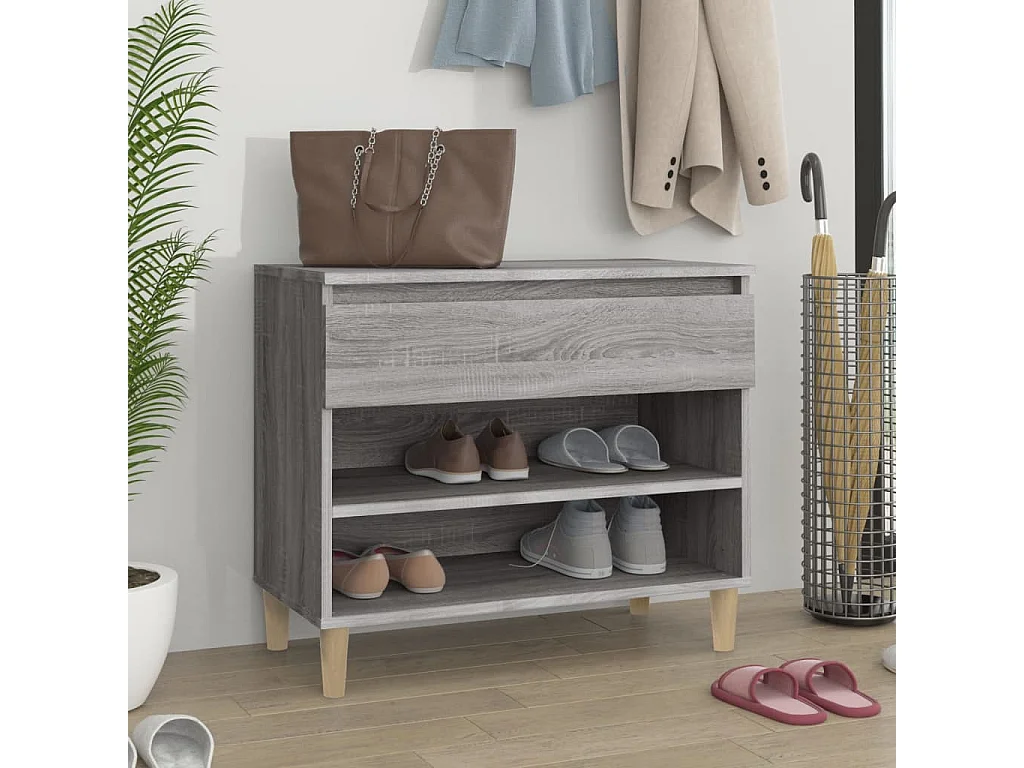 Meuble à chaussures Sonoma gris 70x36x60 cm Bois d'ingénierie FR73597