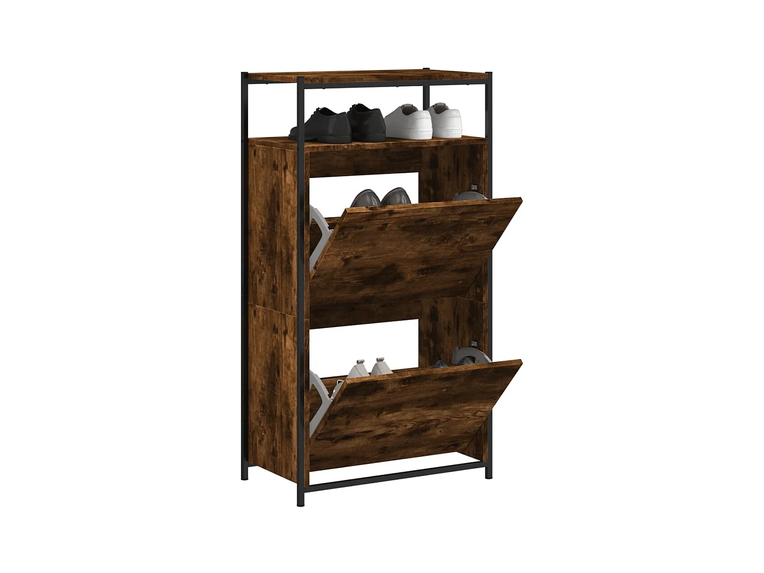 Meuble à chaussures chêne fumé 60x34x112 cm bois d'ingénierie FR83195