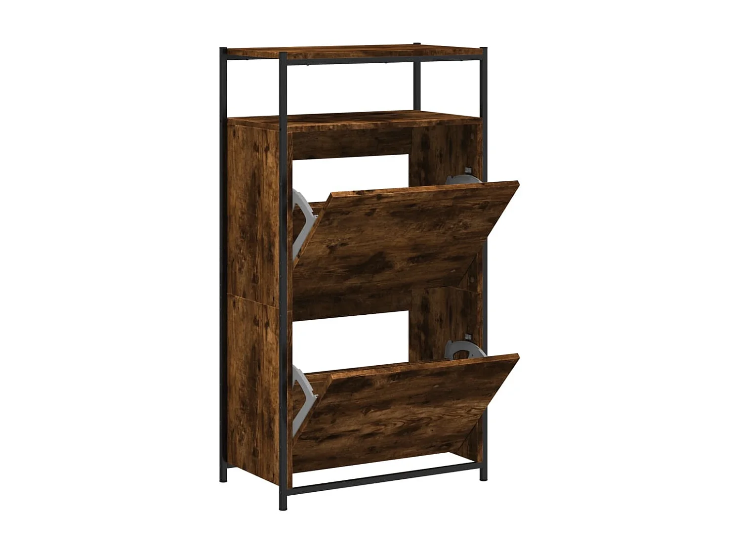 Meuble à chaussures chêne fumé 60x34x112 cm bois d'ingénierie FR83195