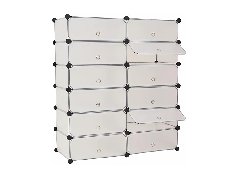 Meuble à chaussures avec 12 compartiments Blanc FR18725