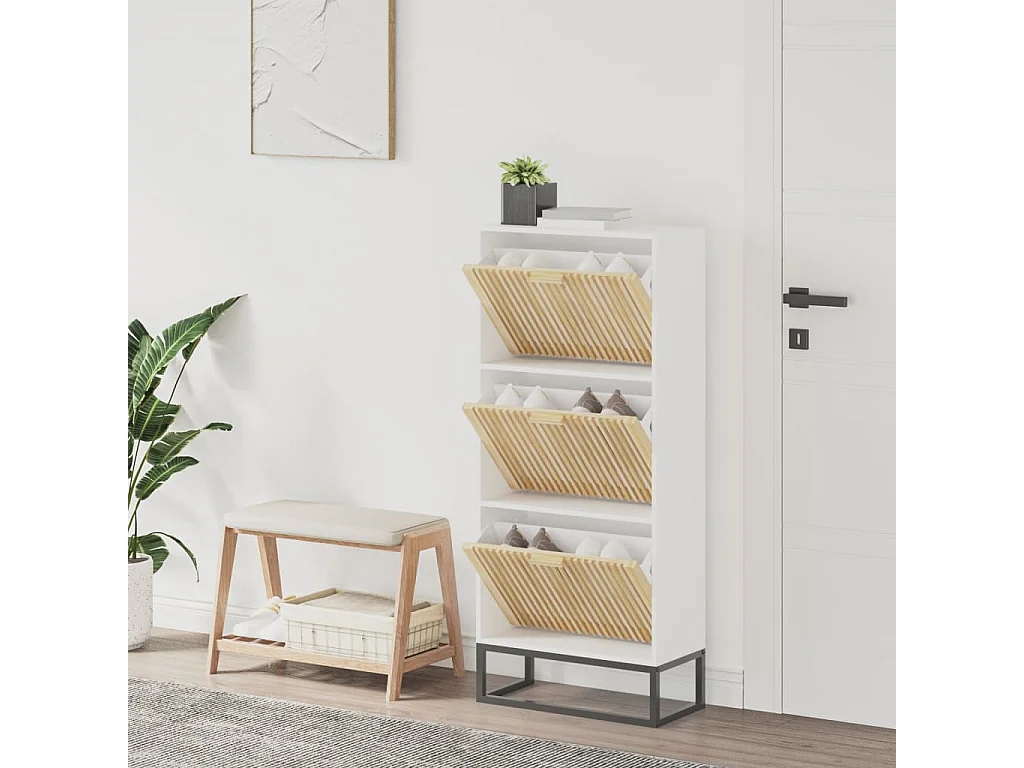 Mueble zapatero madera contrachapada blanco 52x25x120 cm ES642641