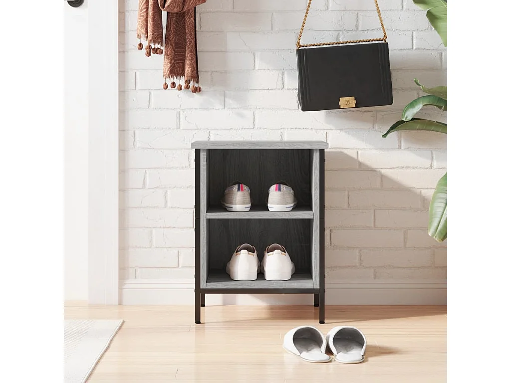 Zapatero madera de ingeniería gris Sonoma 38x35x50 cm ES304039