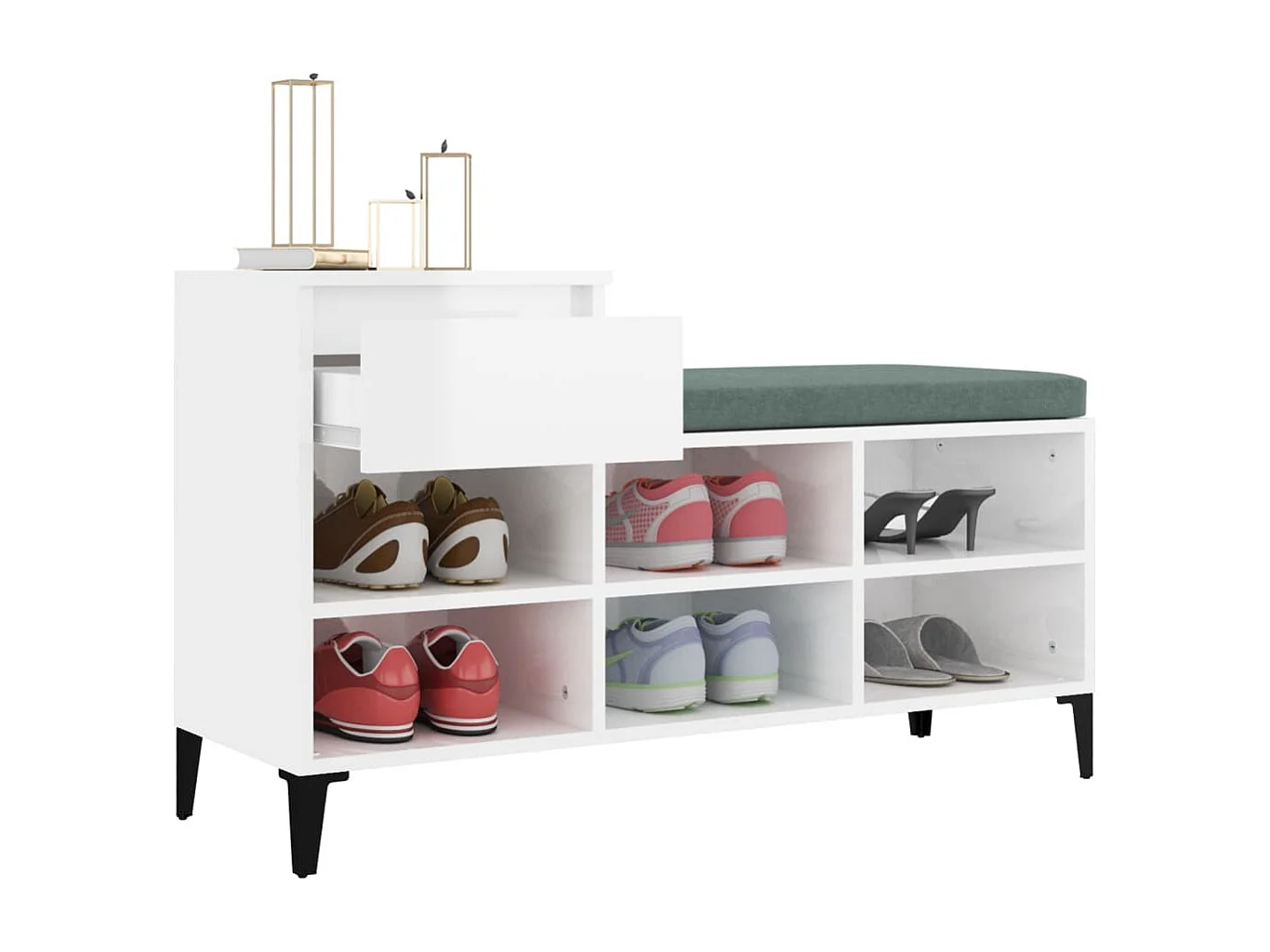 Meuble à chaussure Blanc brillant 102x36x60 cm Bois ingénierie FR37862