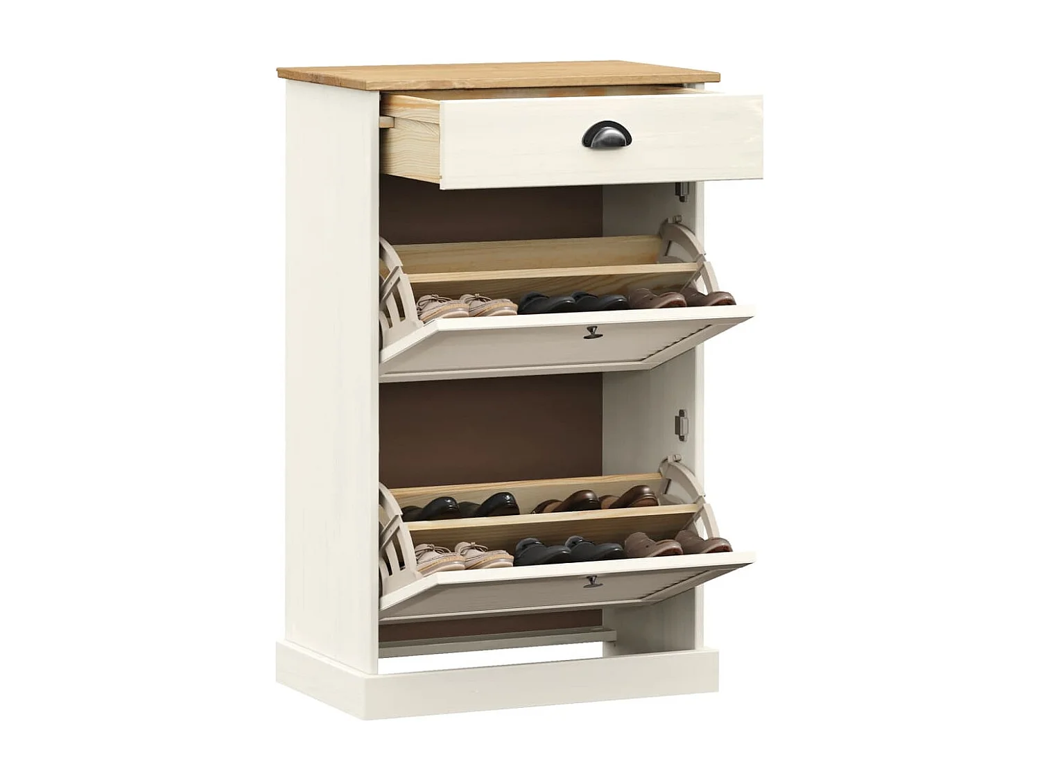 Meuble à chaussures VIGO 60x35x96 cm blanc bois massif de pin FR49321