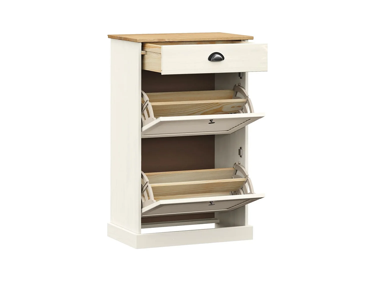 Meuble à chaussures VIGO 60x35x96 cm blanc bois massif de pin FR49321
