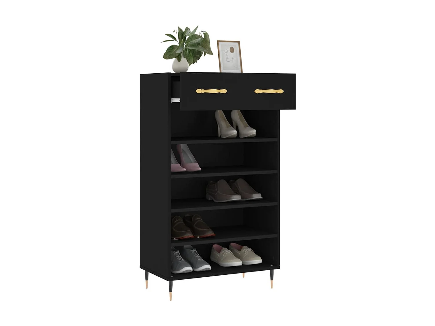 Meuble à chaussures noir 60x35x105 cm bois d'ingénierie FR78617