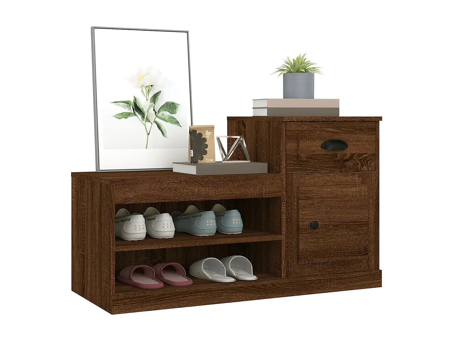 Meuble à chaussures chêne marron 100x42x60cm bois d'ingénierie FR99578