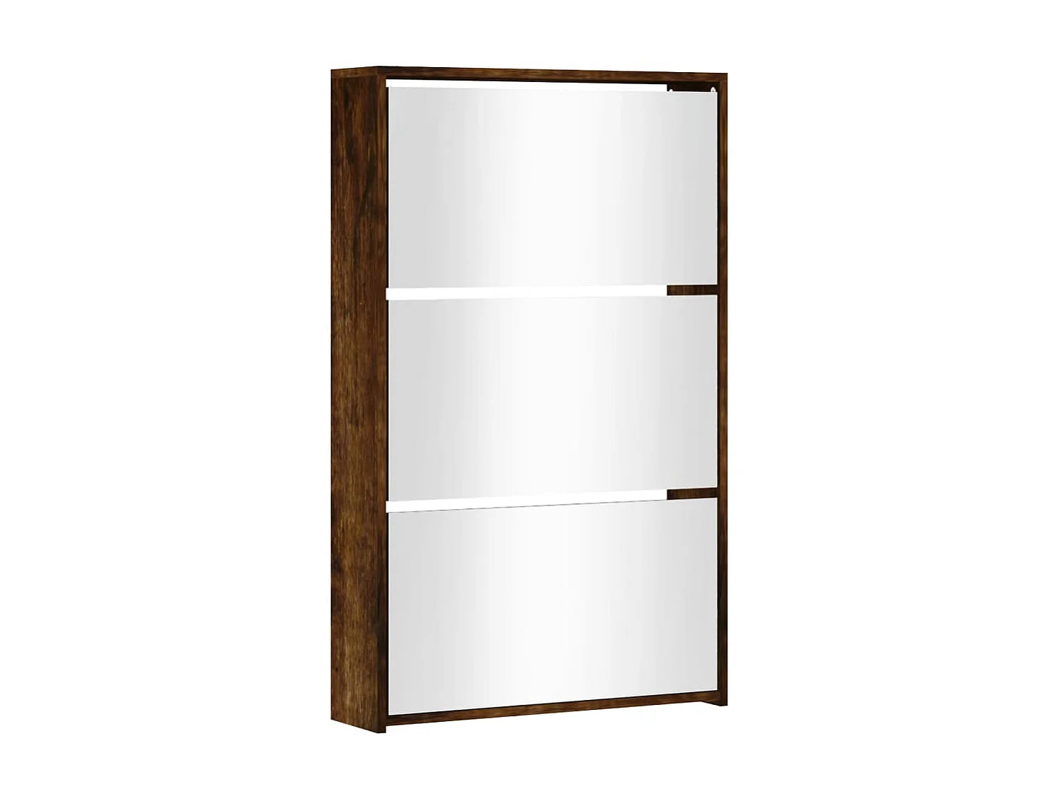 Mueble zapatero y espejo 3 niveles roble ahumado 63x17x102,5 cm ES234441