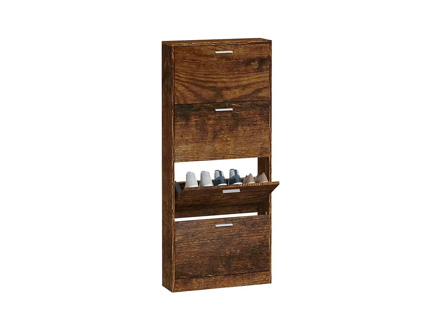 Mueble zapatero madera contrachapada roble ahumado 59x17x150 cm ES261654