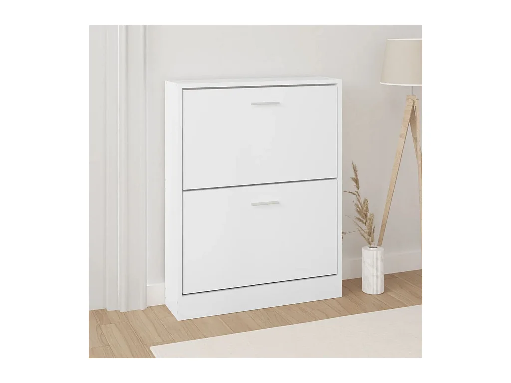 Meuble à chaussures Blanc 59x17x81 cm Bois d'ingénierie FR60038