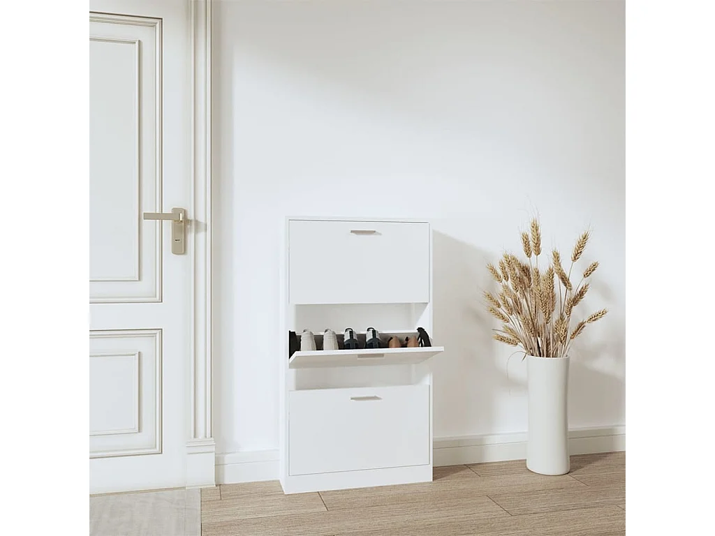 Schoenenkast 59x17x108 cm bewerkt hout wit BE816319