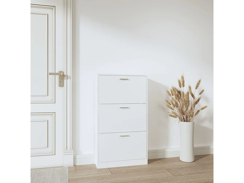 Schoenenkast 59x17x108 cm bewerkt hout wit BE816319