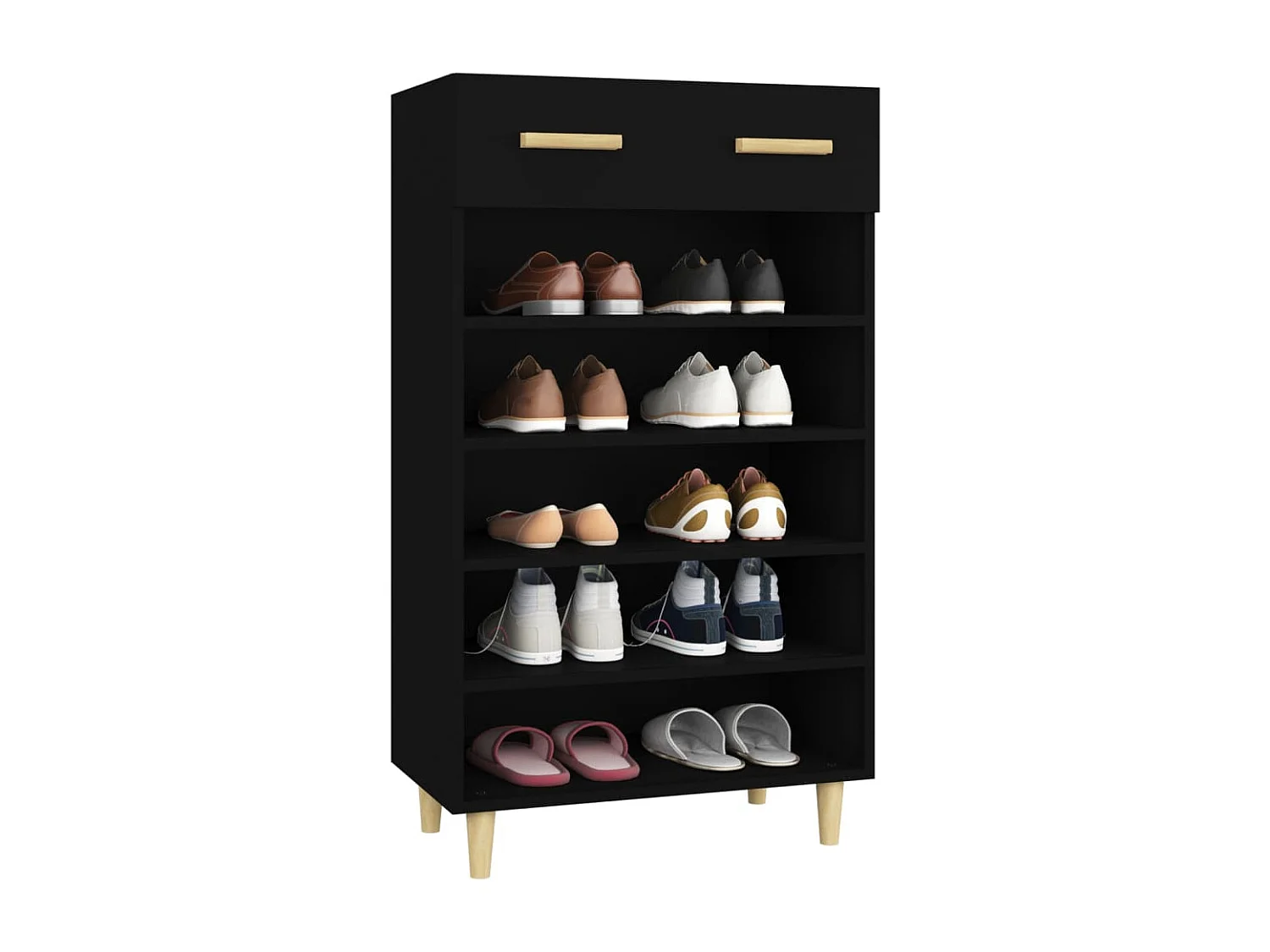 Mueble zapatero de madera contrachapada negro 60x35x105 cm ES968996