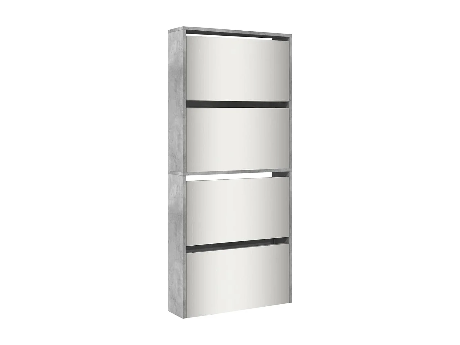 Mueble zapatero con espejo 4 niveles gris hormigón 63x17x134 cm ES265978
