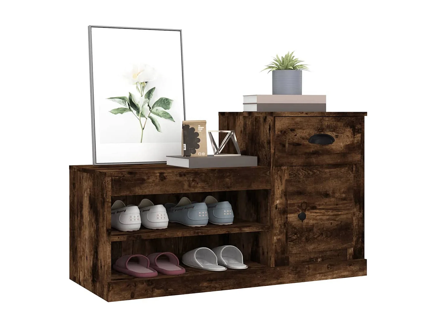 Meuble à chaussures chêne fumé 100x42x60 cm bois d'ingénierie FR85372