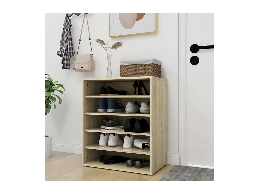 Meuble à chaussures Chêne sonoma 60x35x70 cm Bois d’ingénierie FR16520