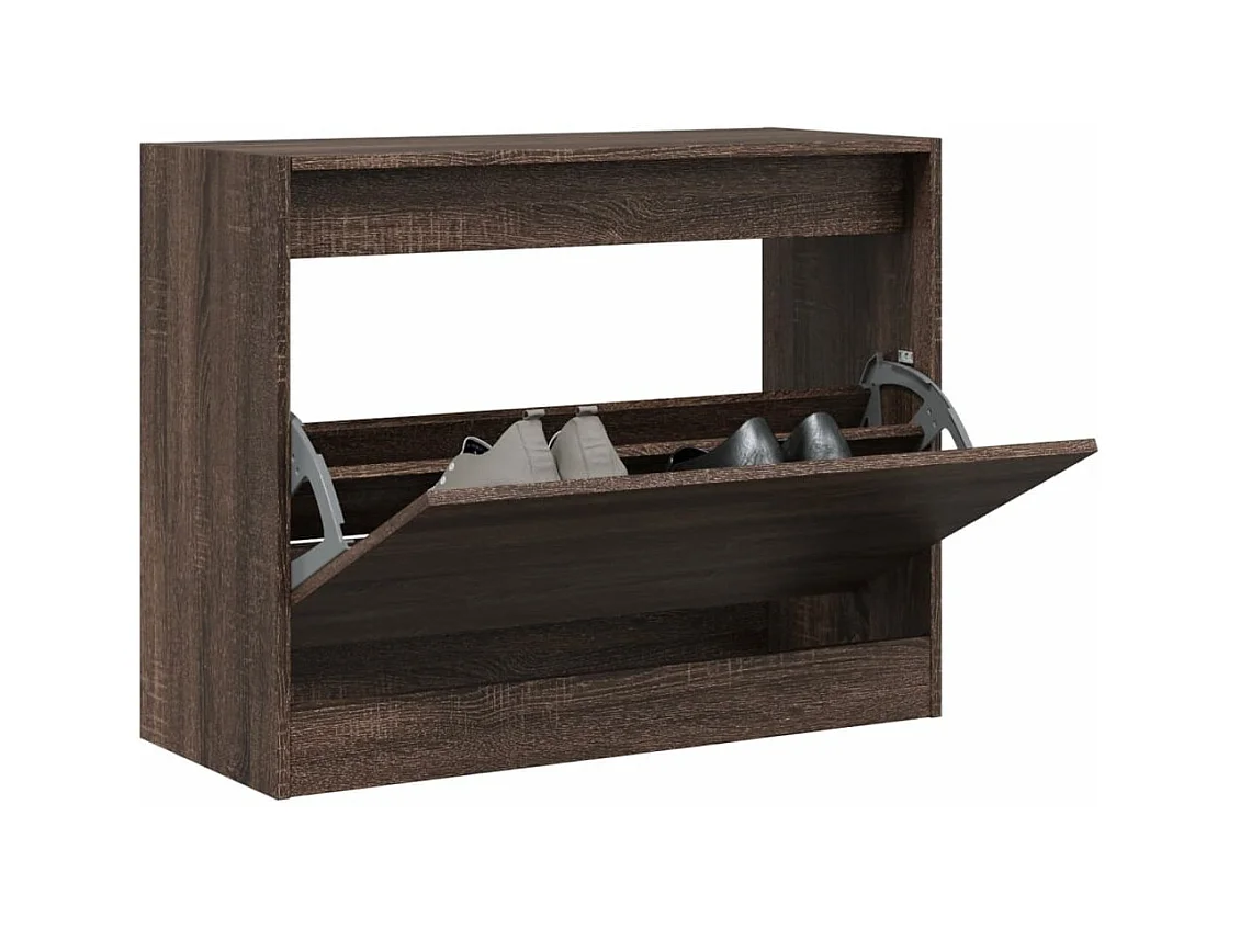 Meuble à chaussures chêne marron 80x34x63 cm bois ingénierie FR68794