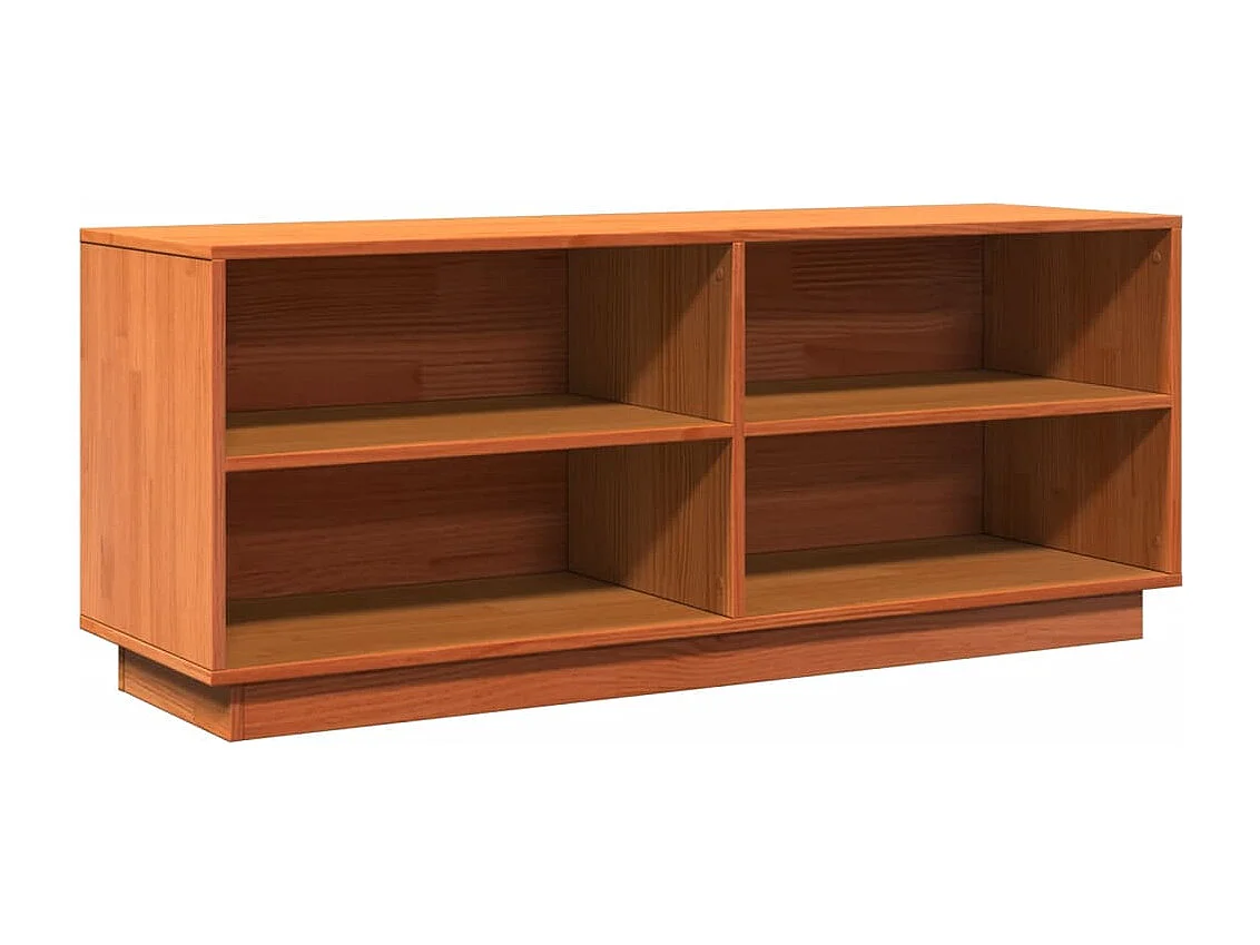 Mueble zapatero madera maciza de pino marrón cera 110x34x45 cm ES783302