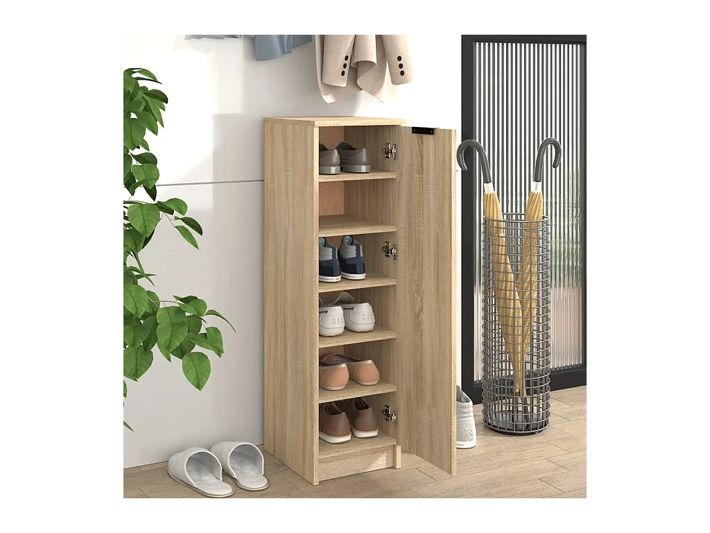 Mueble zapatero madera contrachapada roble Sonoma 30x35x100 cm ES688714