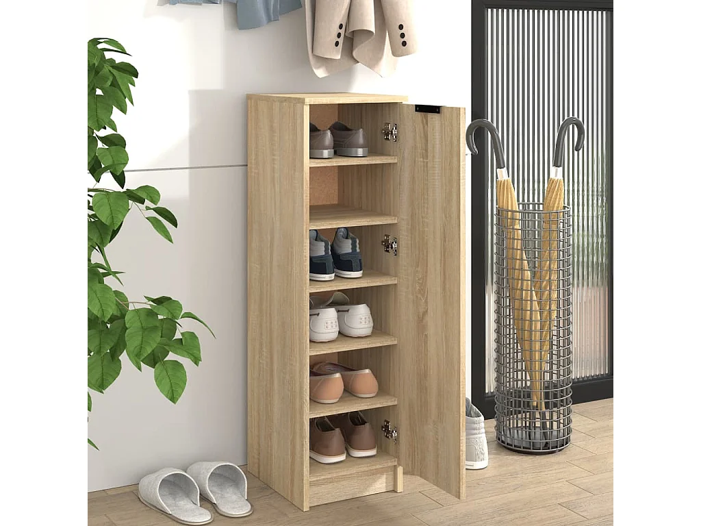 Meuble à chaussures Chêne Sonoma 30x35x100cm Bois d'ingénierie FR36513
