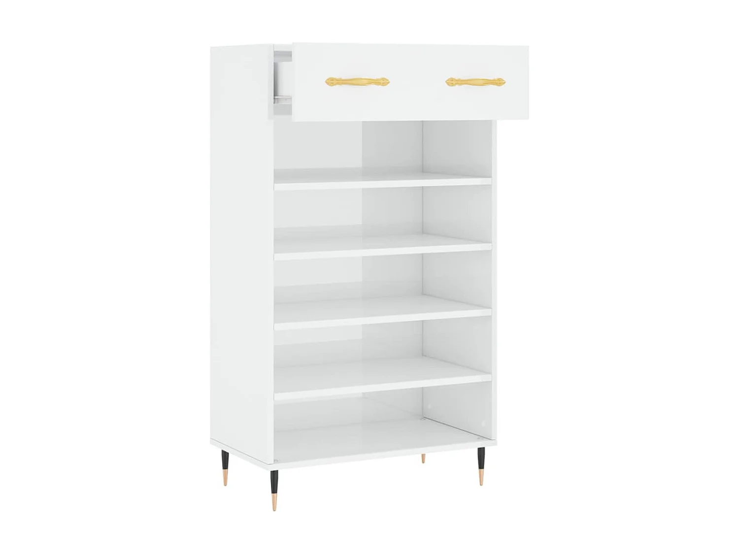 Meuble à chaussure Blanc brillant 60x35x105 cm Bois ingénierie FR51926