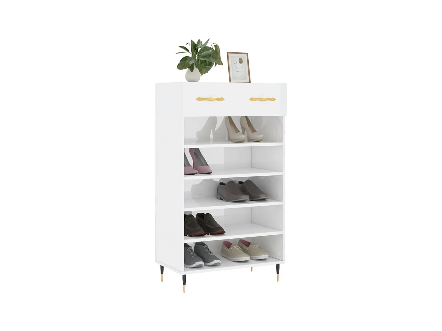 Meuble à chaussure Blanc brillant 60x35x105 cm Bois ingénierie FR51926