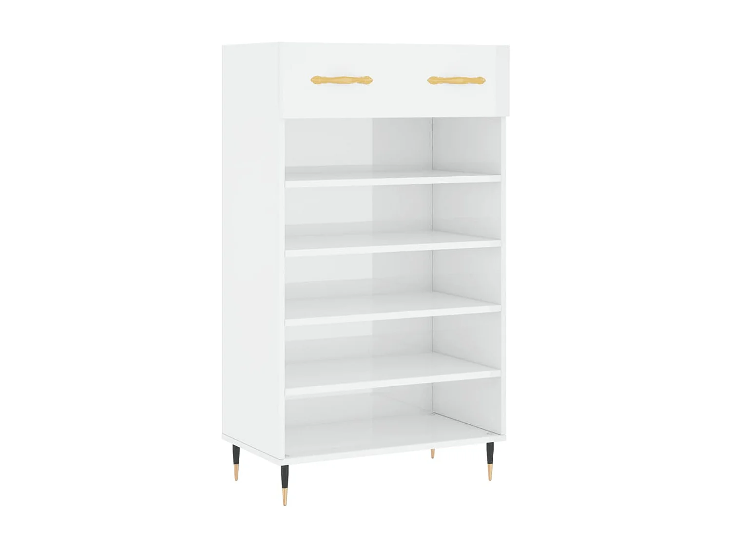 Mueble zapatero madera contrachapada blanco brillo 60x35x105 cm ES977987