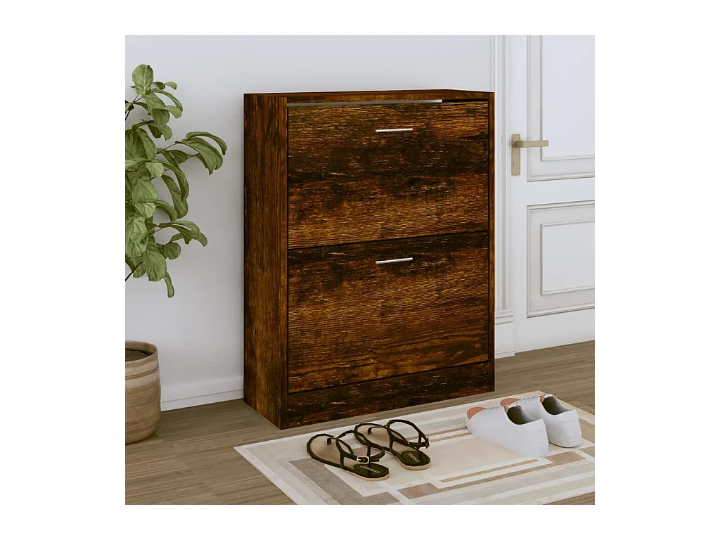Meuble à chaussures Chêne fumé 63x24x81 cm Bois d'ingénierie FR35754