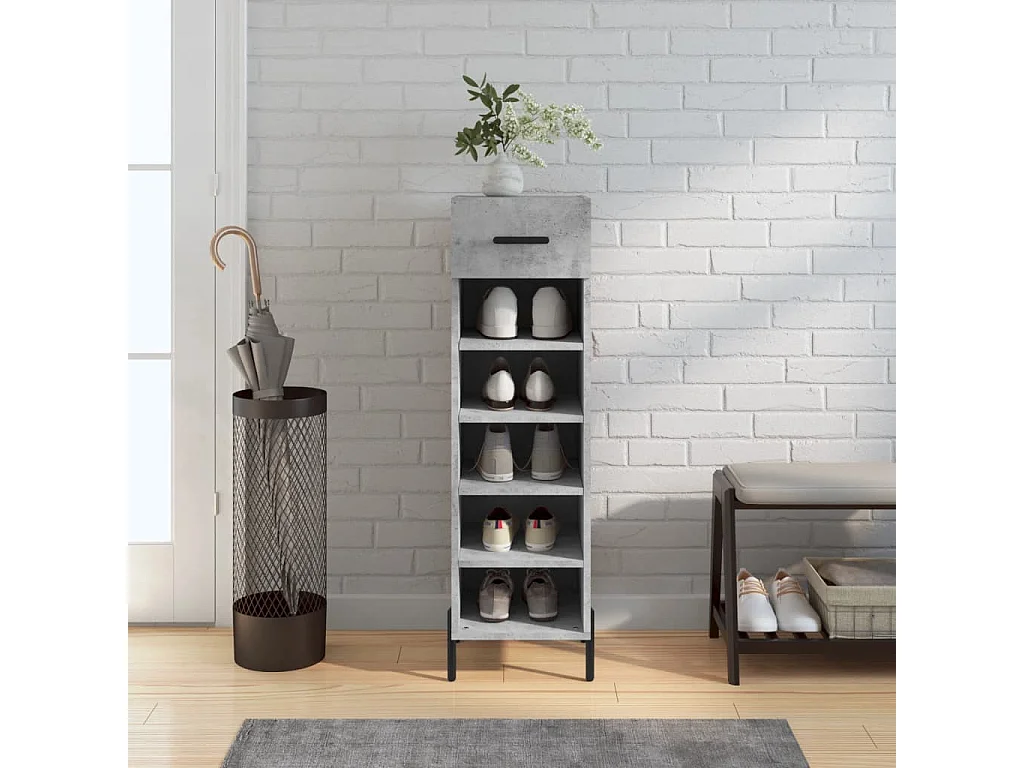 Zapatero madera de ingeniería gris hormigón 30x35x105 cm ES477516