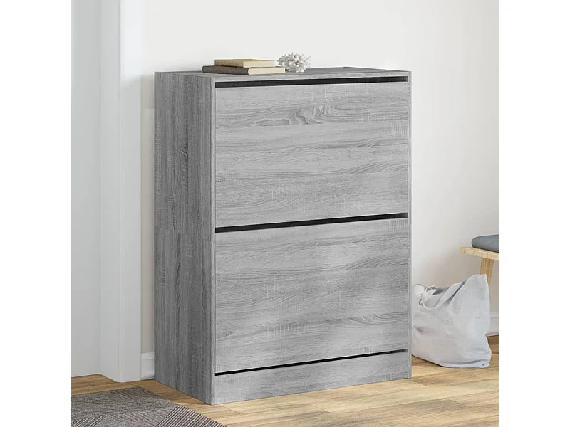 Schoenenkast met 2 klaplades 80x42x108 cm grijs sonoma BE920454