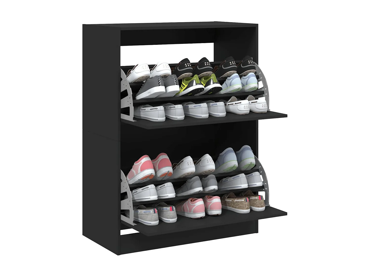 Meuble à chaussures 2 tiroirs rabattables noir 80x42x108 cm FR47126