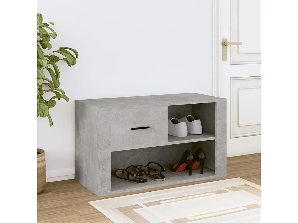 Schoenenkast 80x35x45 cm bewerkt hout betongrijs BE654520