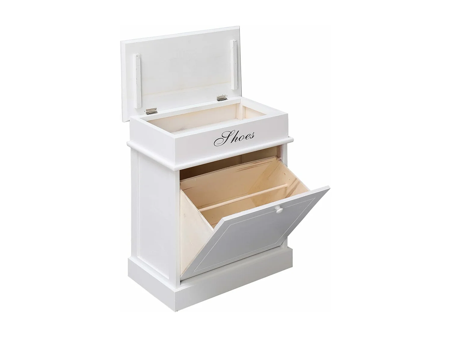 Mueble zapatero de madera de Paulownia blanco 50x28x58 cm ES821693