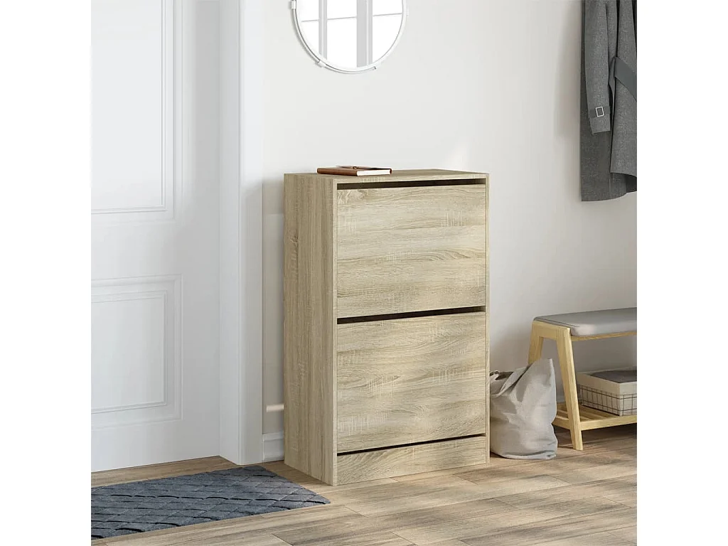 Meuble à chaussures chêne sonoma 60x34x96,5 cm bois ingénierie FR75590