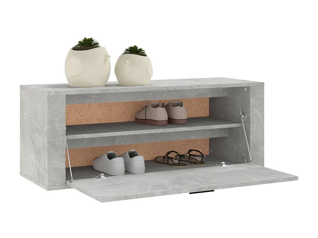 Meuble à chaussures murale Gris béton 100x35x38 cm FR67045