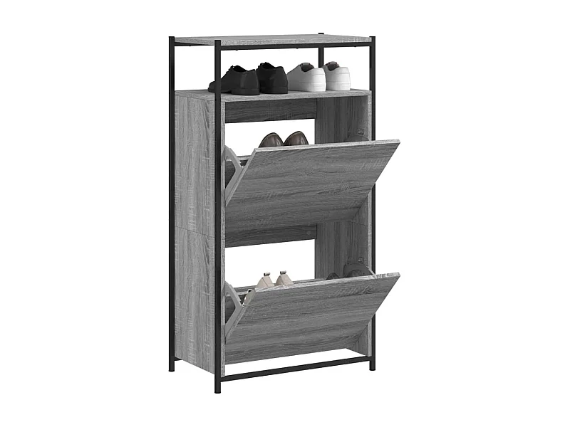 Schoenenkast 60x34x112 cm bewerkt hout grijs sonoma eikenkleur BE186137