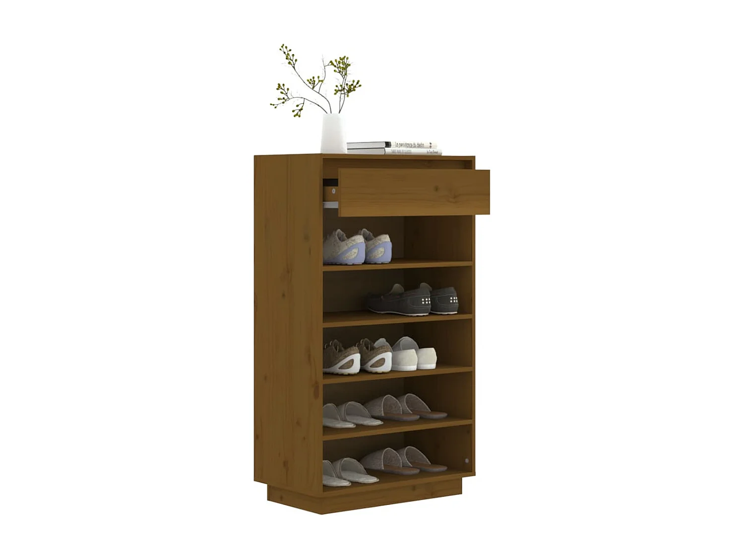 Meuble à chaussures Marron miel 60x34x105cm Bois de pin massif FR53995